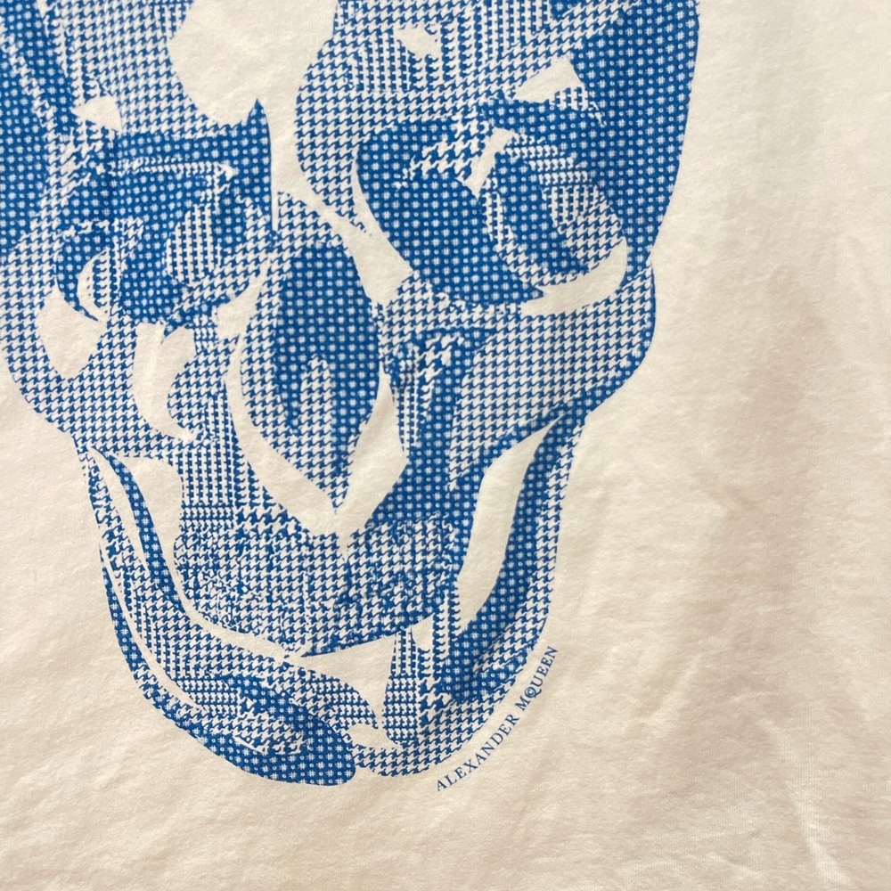 Alexander McQueen White Blue Skull Tee - Picture 4 of 5